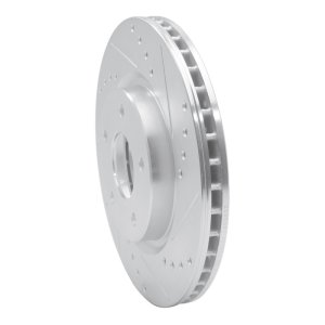 Nissan Rogue Brake Rotor (1) - Front Right - R1 Concepts - Drilled & Slotted - Silver - `14-`23